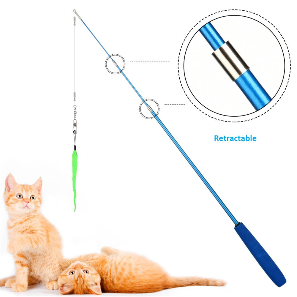 Cat Toys Interactive Cat Feather Wand, Kitten Toys Retractable Cat Wand Toy 10Pcs Natural Feather Teaser Replacements Telescopic Cat Fishing Pole Toy for Indoor Kitty Old Cat Exercise Animals & Pet Supplies > Pet Supplies > Cat Supplies > Cat Toys Ms.Dear   