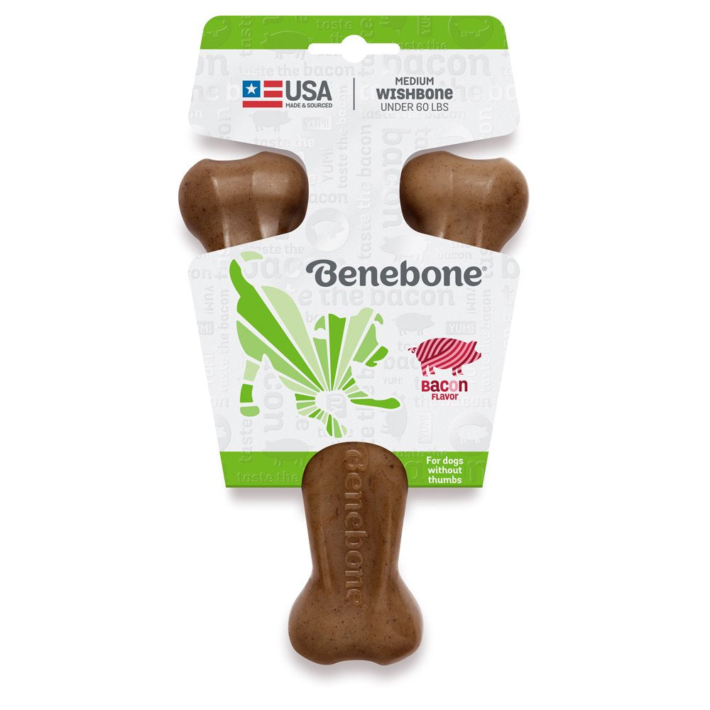 Benebone Real Bacon Durable Wishbone Dog Chew Toy, Medium Animals & Pet Supplies > Pet Supplies > Dog Supplies > Dog Toys Benebone   