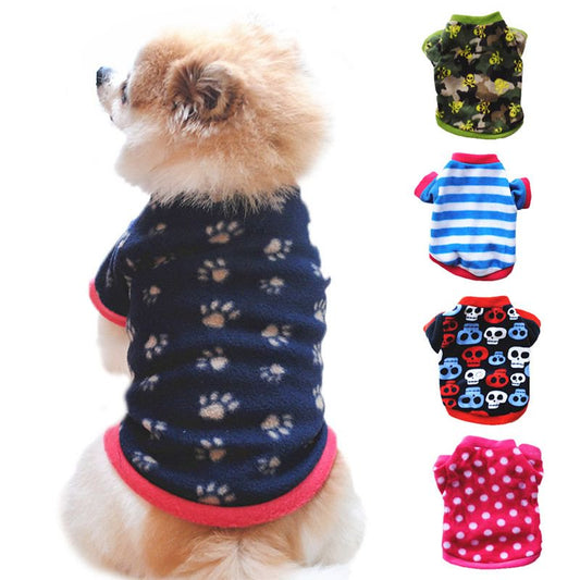 Pet Dog Fleece Coat, Soft Warm Dog Clothes, Skull Camouflage/Polka Dot/Leopard/Paw Printed/Striped Pullover Fleece Warm Jacket Costume for Doggy Cat Puppy Apparel,M Animals & Pet Supplies > Pet Supplies > Dog Supplies > Dog Apparel LINKABC M Paw Printed 