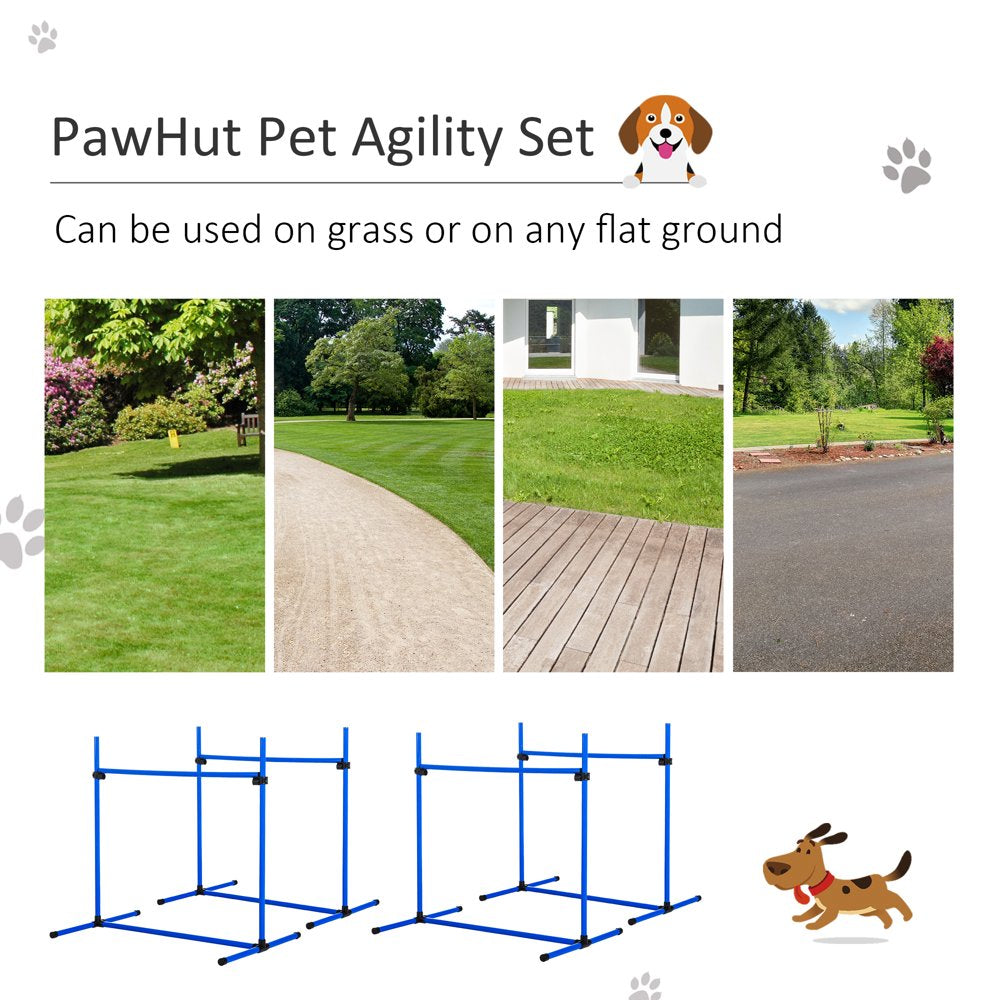 Pawhut 4 Piece Dog Agility Starter Kit with Adjustable Height Jump Bars, Blue Animals & Pet Supplies > Pet Supplies > Dog Supplies > Dog Treadmills Aosom LLC   