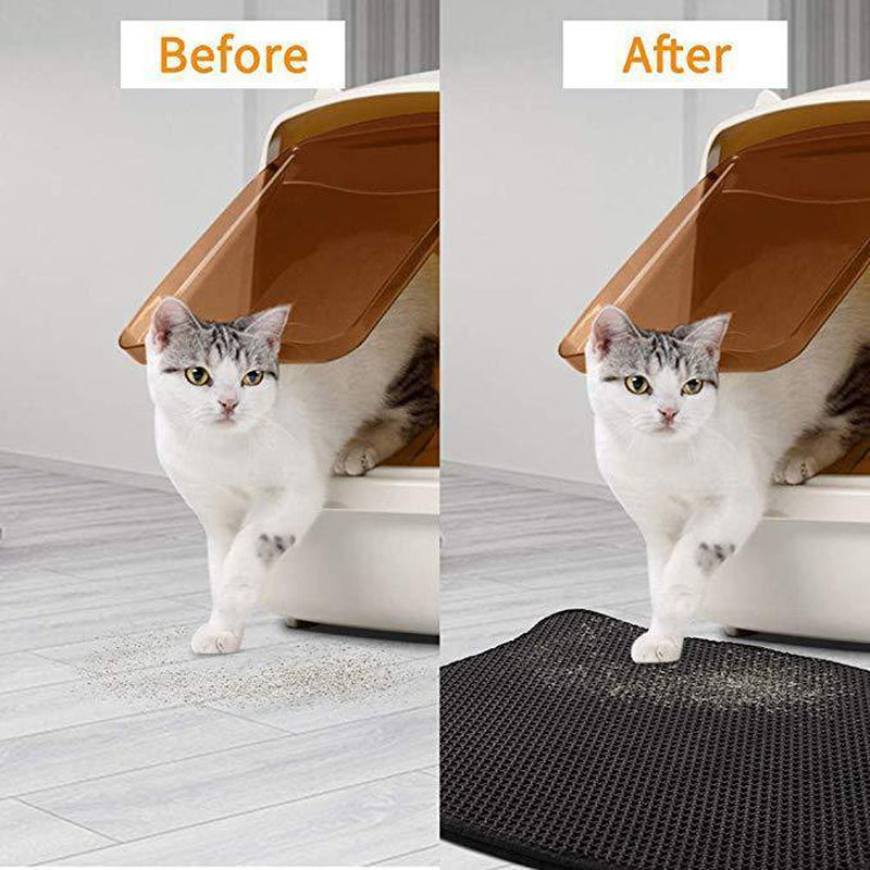 DEFNES Premium Cat Litter Mat, Cat Litter Box Mat Scatter Control, Waterproof Double Layer Honeycomb Design, Easy Clean Washable EVA Material, Great for Kittens and Kpuppies 30*30Cm/11.81*11.81'' Animals & Pet Supplies > Pet Supplies > Cat Supplies > Cat Litter Box Mats Defnes   