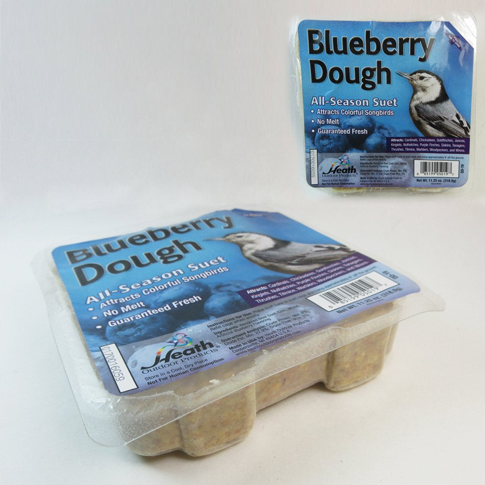 All Season Suet Wild Bird Food Cake Treat 11.25 Oz Heath Outdoor Blueberry Dough