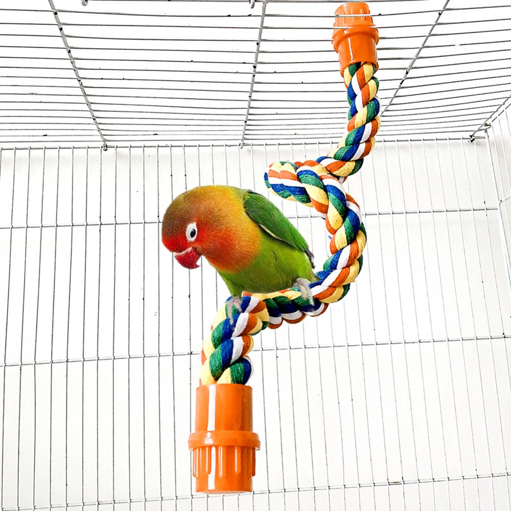 SPRING PARK 40/55/80Cm Bird Spiral Cotton Rope Perches Parrots Chewing Bungee African Grey Cage Toys Swing Birdcage Accessories Parakeet Climbing Chew Toy Animals & Pet Supplies > Pet Supplies > Bird Supplies > Bird Cage Accessories SPRING PARK   