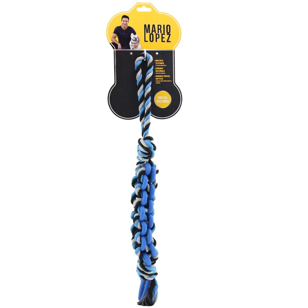 Mario Lopez Dog Toy 15.5 Inches Chain Link Rope and Rubber Tug Toy, Blue Animals & Pet Supplies > Pet Supplies > Dog Supplies > Dog Toys Mario Lopez   