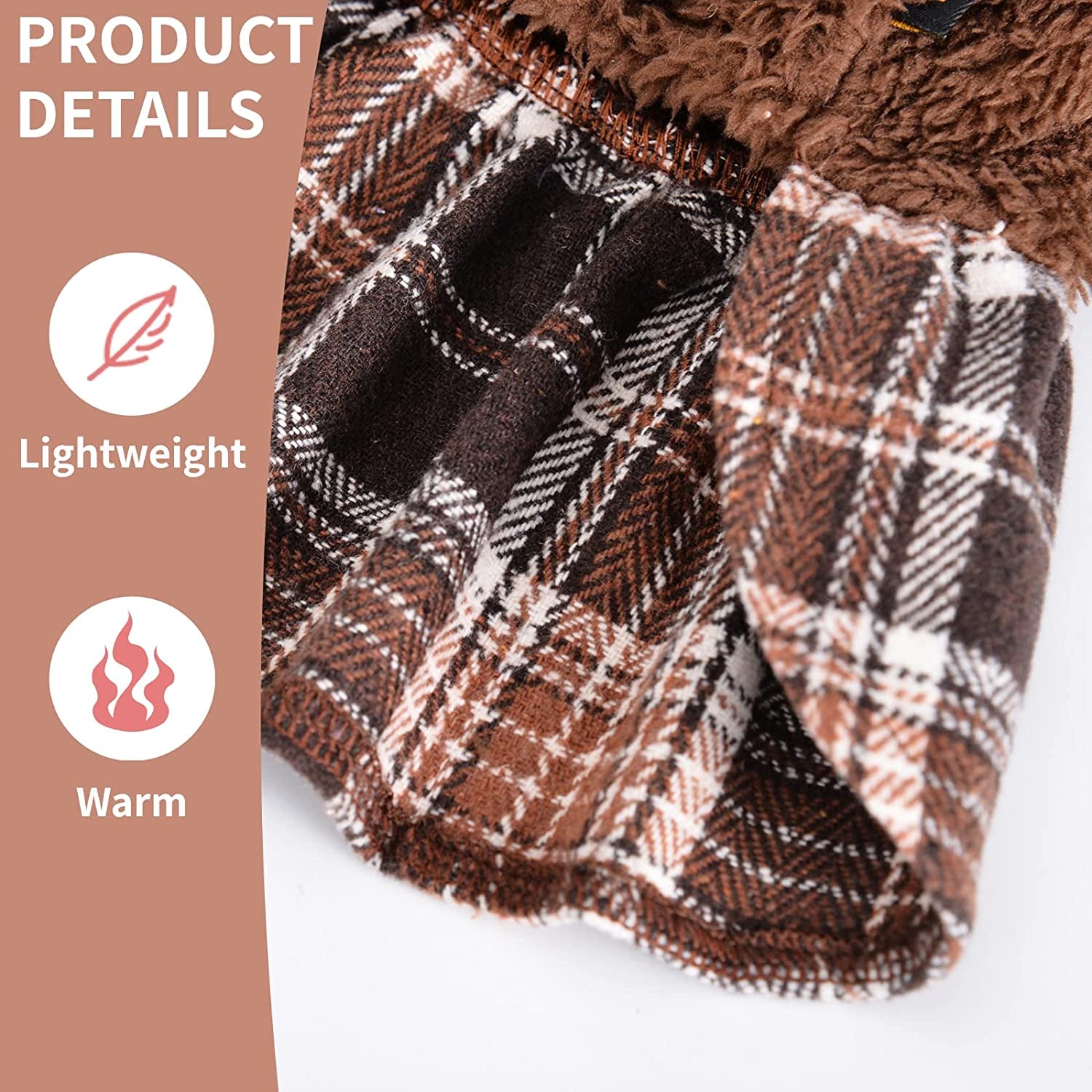 Yikeyo Fuzzy Dog Plaid Sweater Dress, Winter Warm Female Dog Clothes for Small Dogs Girl, Pet Outfit, Cat Apparel (Medium, Brown) Animals & Pet Supplies > Pet Supplies > Dog Supplies > Dog Apparel Yikeyo   