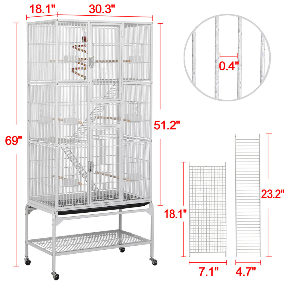 Easyfashion 69" H Extra Large Bird Cage with Detachable Stand, White Animals & Pet Supplies > Pet Supplies > Bird Supplies > Bird Cages & Stands Easyfashion   