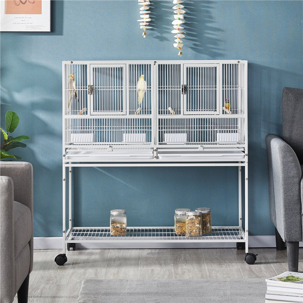 Topeakmart Stackable Wide Birdcage Divided Breeder Cage with Rolling Stand, White Animals & Pet Supplies > Pet Supplies > Bird Supplies > Bird Cages & Stands Topeakmart   