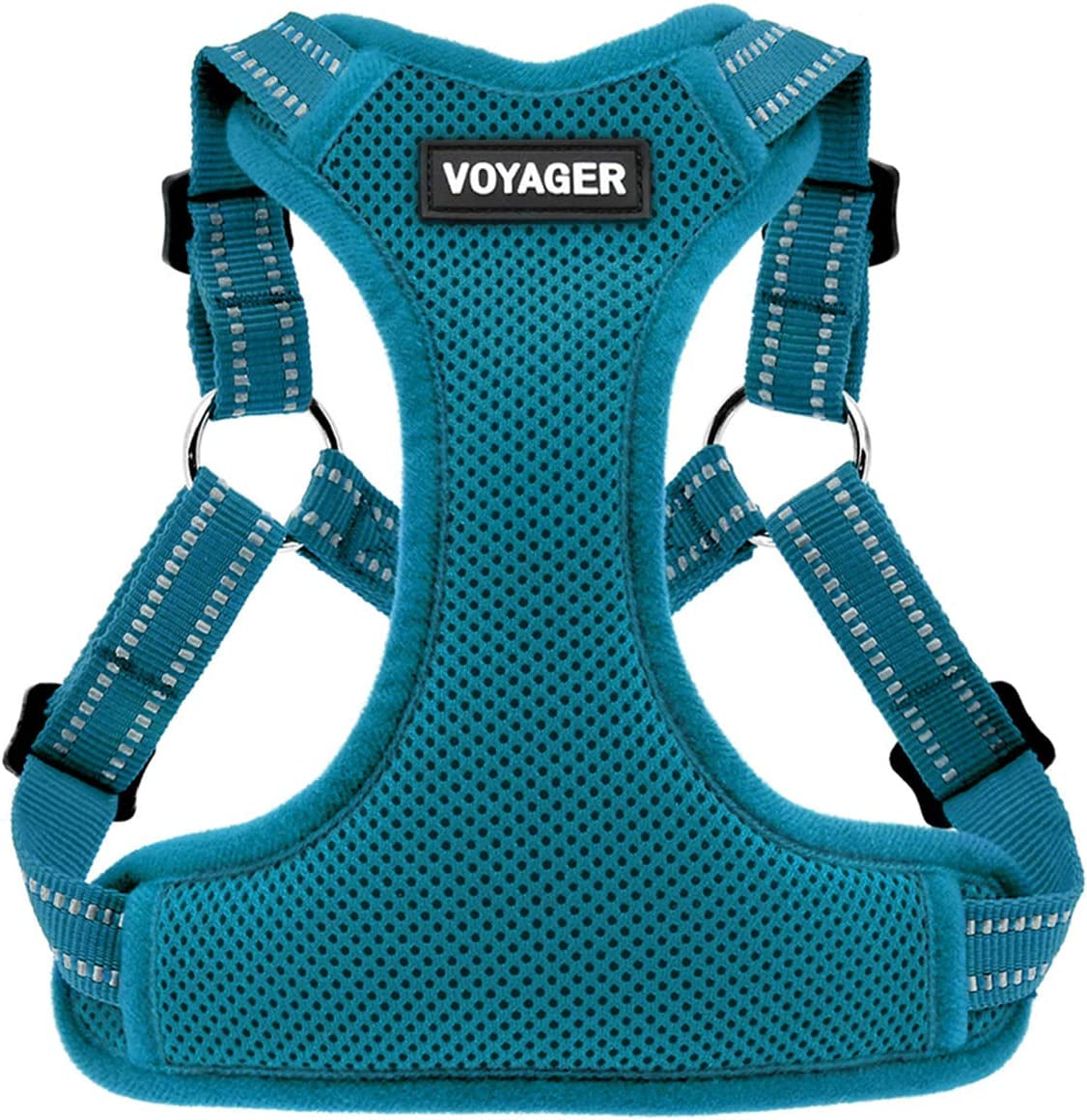 Best Pet Supplies Voyager Adjustable Dog Harness with Reflective Stripes for Walking, Jogging, Heavy-Duty Full Body No Pull Vest with Leash D-Ring, Breathable All-Weather - Harness (Red), M Animals & Pet Supplies > Pet Supplies > Dog Supplies > Dog Apparel Best Pet Supplies, Inc. Turquoise (Matching Trim) L (Chest: 20 - 25") 