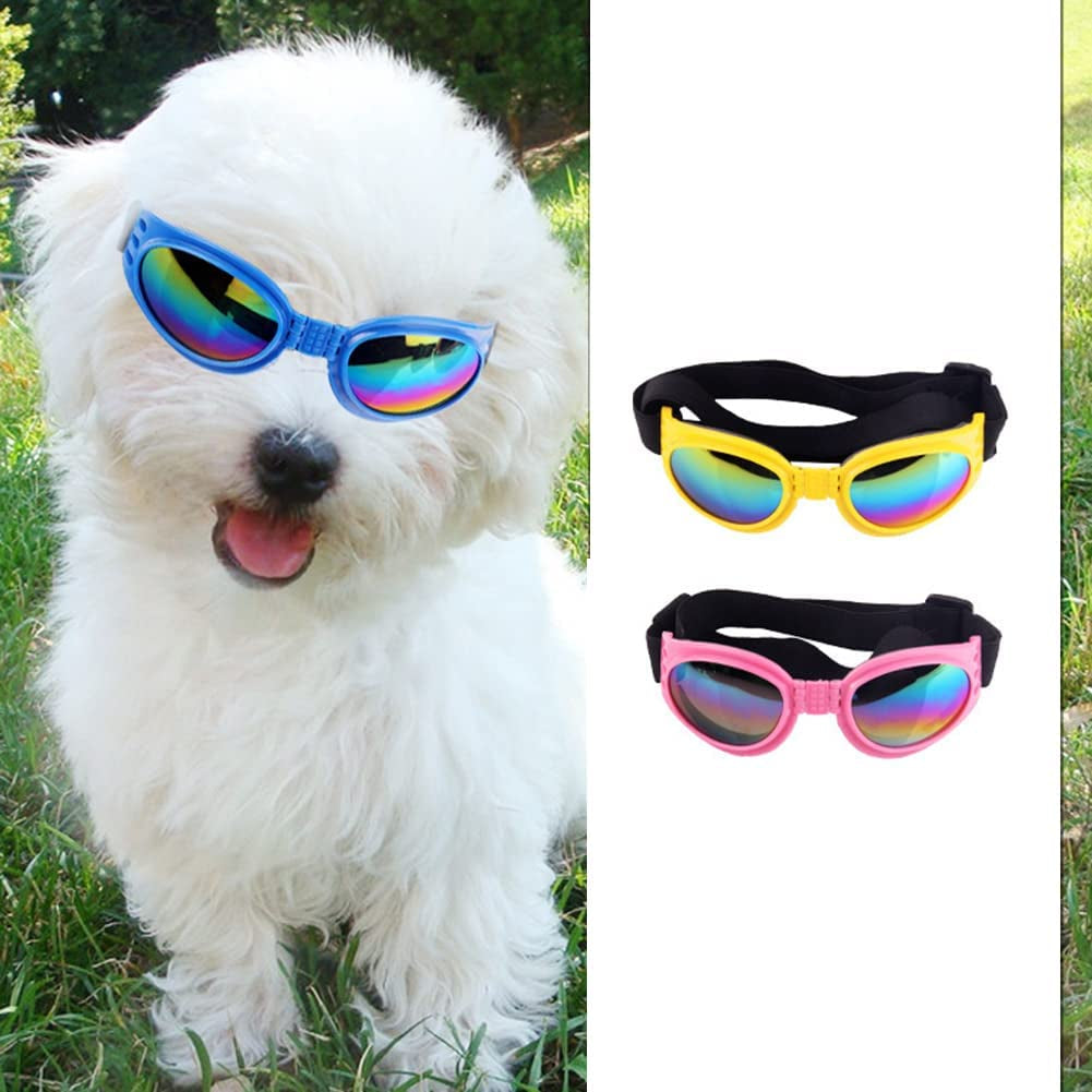 Mekek Pet Dog Sunglasses Summer Windproof Foldable Sunscreen Anti-Uv Goggles Eye Wear UV Protection Doggy Goggles Adjustable Pet Supplies Pink One Size Animals & Pet Supplies > Pet Supplies > Dog Supplies > Dog Apparel Mekek   