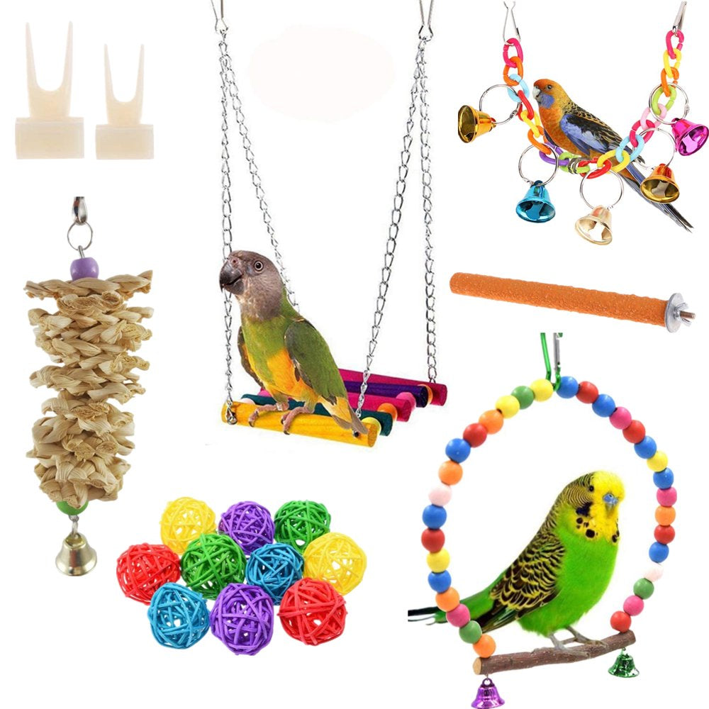 Bird Toys Parrot Toys Parakeet Toys for Small Birds Parrot Budgie Budgerigar Parakeet Love Bird Peony Cockatiel Toys Finch Wood Hammock Swing Hanging Bells Rope Ladder Perches Animals & Pet Supplies > Pet Supplies > Bird Supplies > Bird Ladders & Perches VIVE COMB   