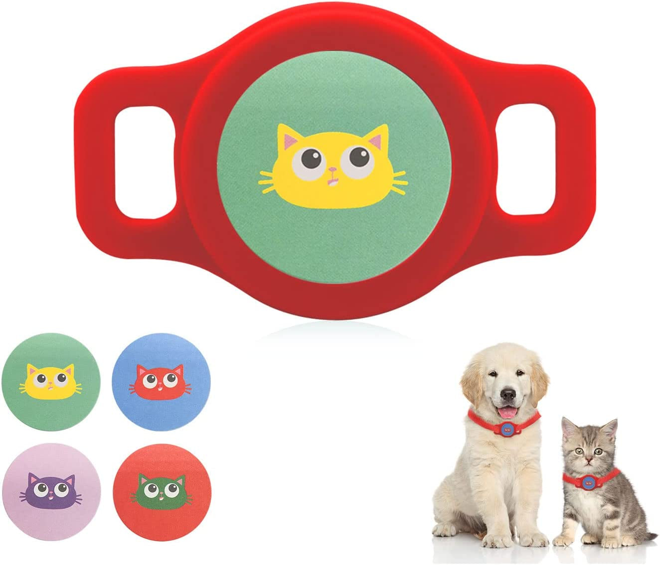 Funincrea Airtags Cover for Dog Collar, Anti-Scratch Anti-Lost Airtag Case with 4Pcs Pet Nameplate Tags Soft Silicone Airtag Holder Compatible with Airtag 2021 for Dog and Cat (Yellow) Electronics > GPS Accessories > GPS Cases FuninCrea Red  