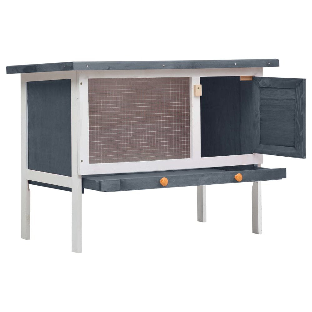 Outdoor Rabbit Hutch 1 Layer Gray Wood,Small Animal Habitats & Cages,Spacious Layout Animals & Pet Supplies > Pet Supplies > Small Animal Supplies > Small Animal Habitats & Cages Mgaxyff   