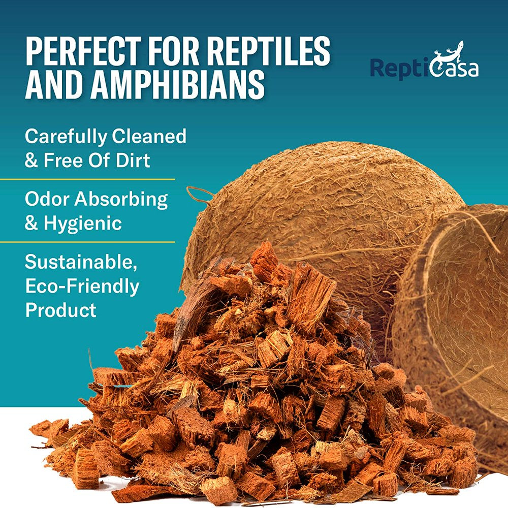 Repticasa Organic Coconut Chips Substrate Clean & Ready to Use for Reptiles, Snakes, Tortoise, and Amphibians, Natural Fiber Free Husks, Clean Breeding and Bedding Flooring, Odor Absorbing - 16 Quarts Animals & Pet Supplies > Pet Supplies > Reptile & Amphibian Supplies > Reptile & Amphibian Food ReptiCasa   