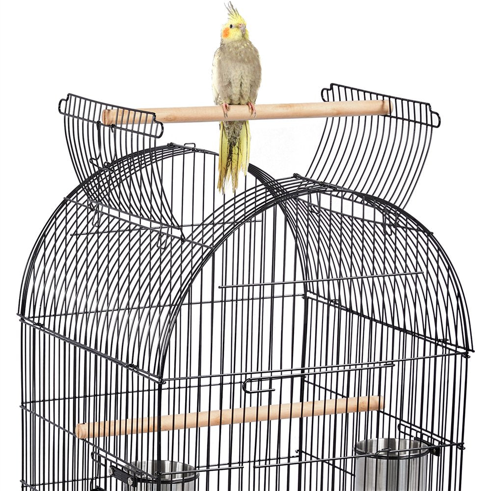 Topeakmart 59'' H Open Top Metal Bird Cage Rolling Parrot Cage with Stand for Small Birds Parakeet Lovebirds Cockatiel Canary Black Animals & Pet Supplies > Pet Supplies > Bird Supplies > Bird Cages & Stands Topeakmart   