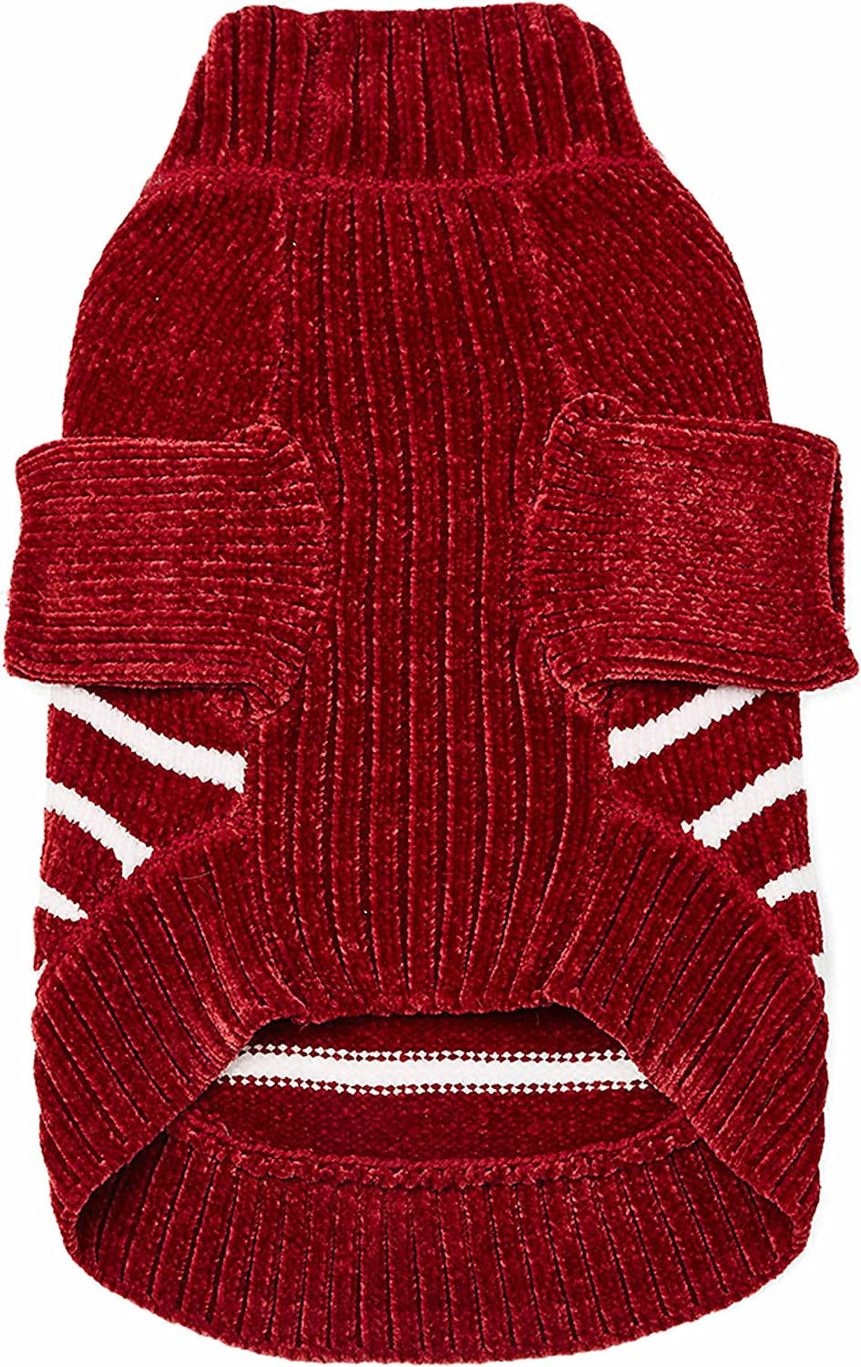 Blueberry Pet Cozy Soft Chenille Classy Striped Dog Sweater in Burgundy Red, Back Length 14", Pack of 1 Clothes for Dogs Animals & Pet Supplies > Pet Supplies > Dog Supplies > Dog Apparel Blueberry Pet   