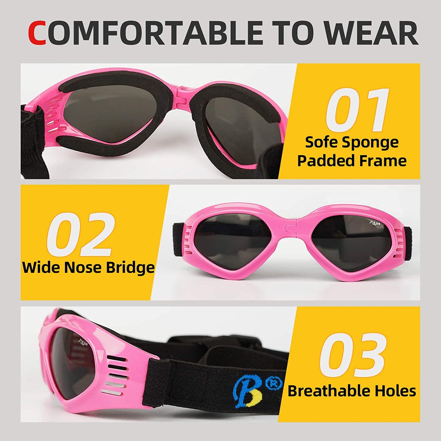 Dog Goggles for Small Dogs, Pet Sunglasses Adjustable Eye Wear Protection Windproof Sunglasses Animals & Pet Supplies > Pet Supplies > Dog Supplies > Dog Apparel CETYFY.CO   