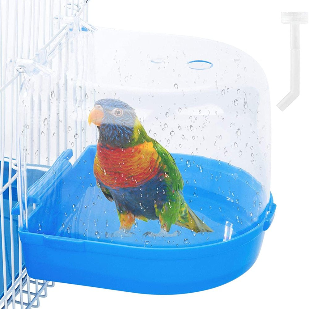 Bird Bath Box ,Bird Cage Accessory Supplies Bathing Parakeet Caged ,Bird Bathing Tub with Water Injector ,For Pet Small Birds Canary Budgies Parrot Parakeet Finch (Blue) Animals & Pet Supplies > Pet Supplies > Bird Supplies > Bird Cage Accessories JosLiki   