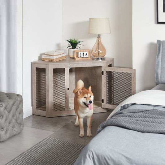 Unipaws Dog House Corner Furniture Style Dog Crate,Corner Space Dog Kennel Wooden Decorative Medium Size Animals & Pet Supplies > Pet Supplies > Dog Supplies > Dog Houses Unipaws   