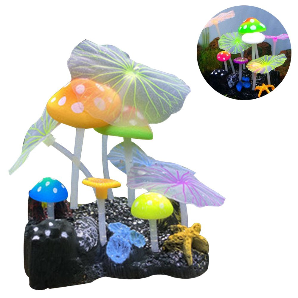 Glowing Effect Lotus Ornament Silicone Decor Aquarium Decoration for Fish Tank with Suction Cup Animals & Pet Supplies > Pet Supplies > Fish Supplies > Aquarium Decor Namotu style 1  