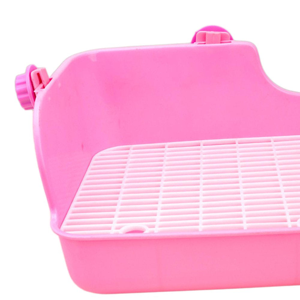 Small Animal Rabbit Litter Box Toilet Tray, Bedding Cage Cleaning Tool Pink 11X7.9X7.5In Animals & Pet Supplies > Pet Supplies > Small Animal Supplies > Small Animal Bedding perfeclan   