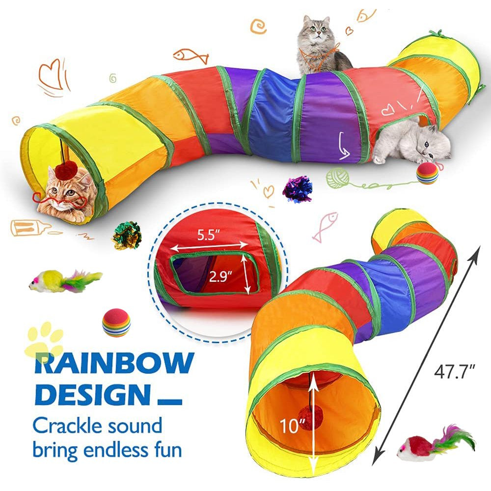 Semfri Cat Toys Tunnels Collapsible Pets Cat Jungle Tunnels Kitty Toys Balls Animals & Pet Supplies > Pet Supplies > Cat Supplies > Cat Toys Semfri   