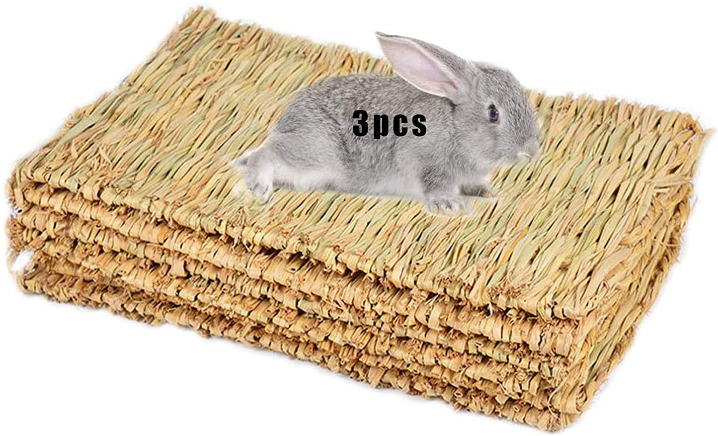 Grass Mat Woven Bed Mat for Small Animal Bunny Bedding Nest Chew Toy Bed Play Toy for Guinea Pig Parrot Rabbit Bunny Hamster Rat(Pack of 3) (3 Grass Mats) Animals & Pet Supplies > Pet Supplies > Small Animal Supplies > Small Animal Bedding Miruku   