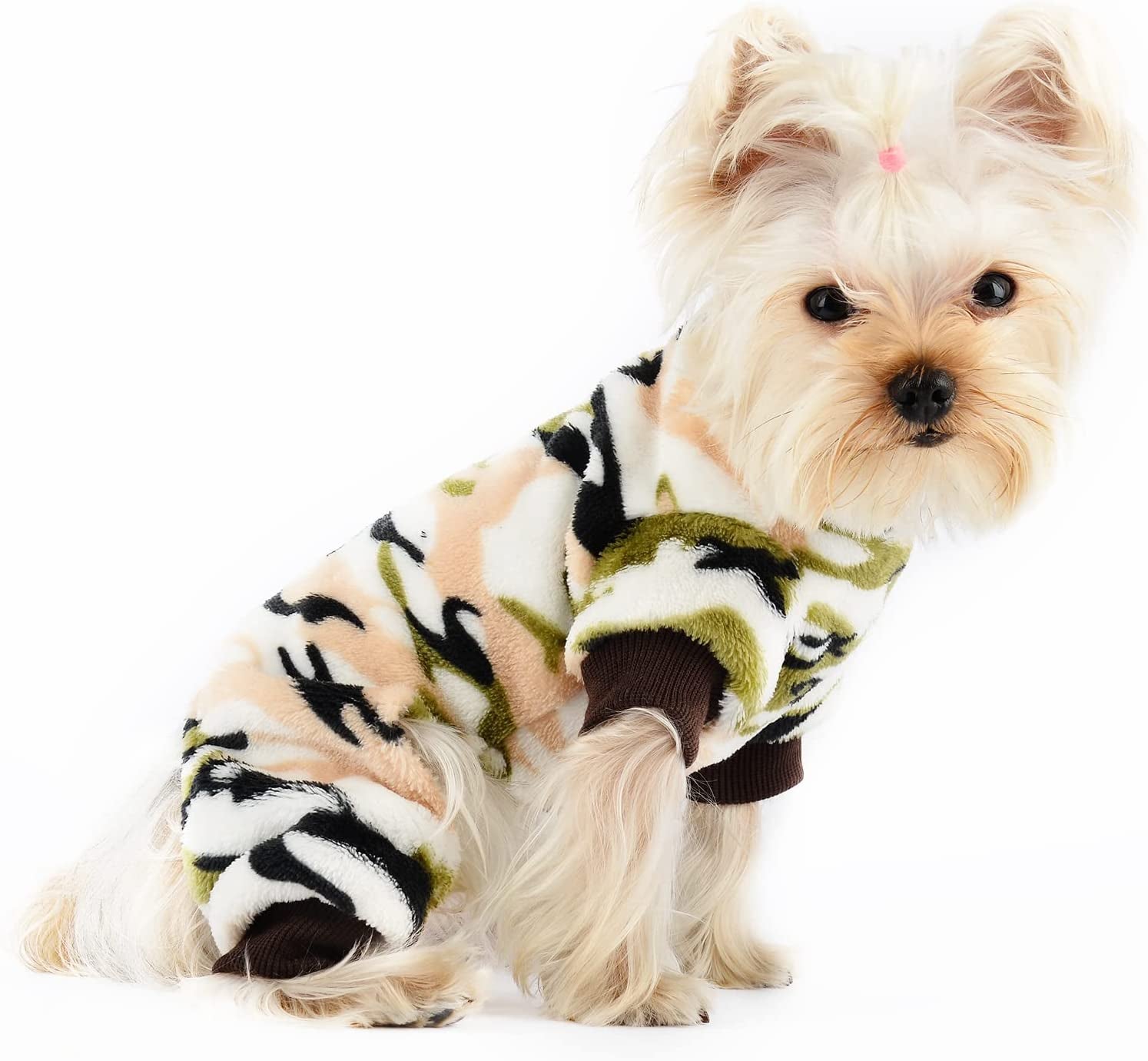 Chihuahua Pajamas for Dogs Small Puppy Pjs Fleece Winter Warm Dog Jumpsuit Cute Pet Clothes Tiny Dog Sweater Clothing Yorkie Teacup Outfits (X-Small) Animals & Pet Supplies > Pet Supplies > Dog Supplies > Dog Apparel Sebaoyu Camouflage green Medium/(4.4-6.6 lb) 