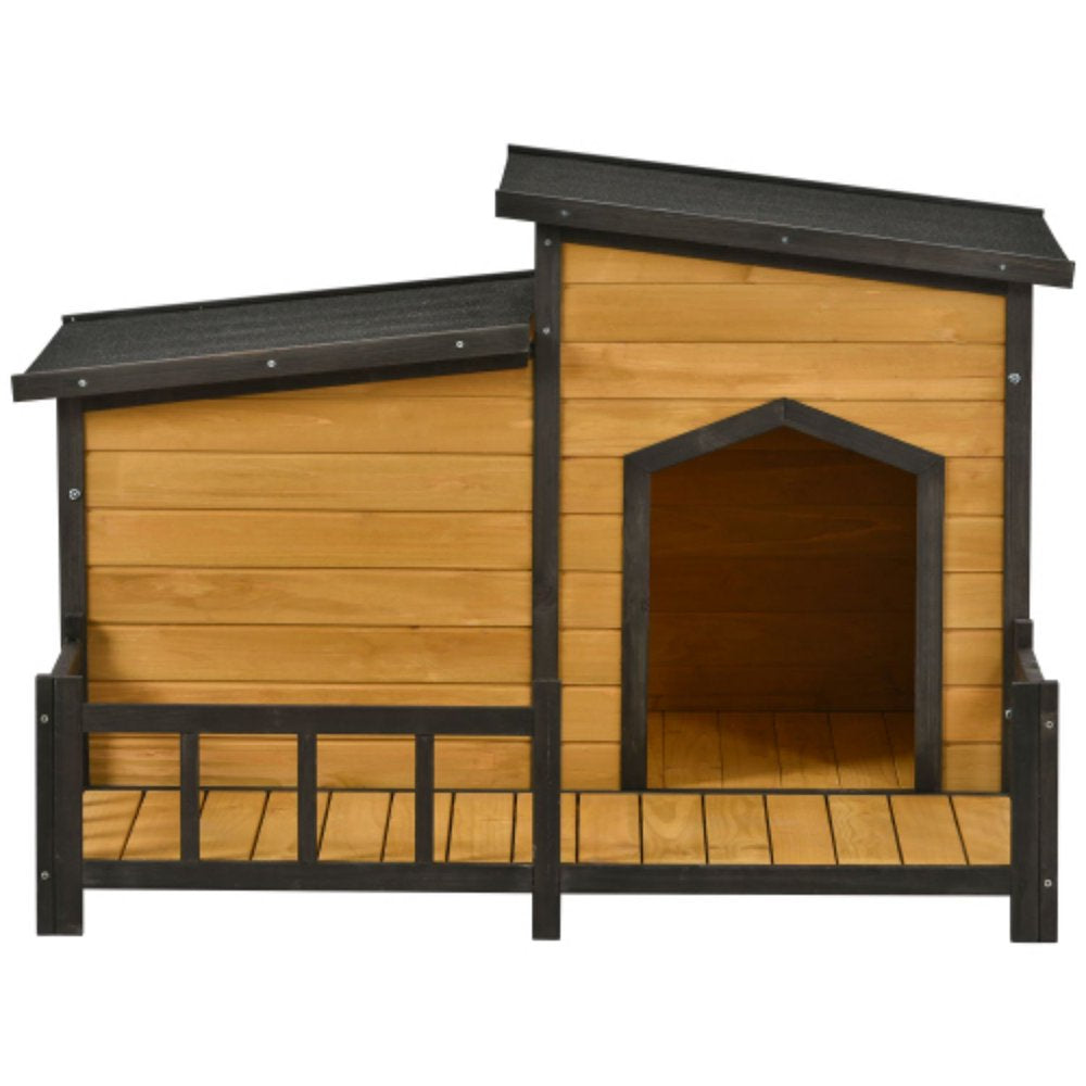 Cmgb 47.2 ”Large Wooden Dog House Outdoor, Outdoor & Indoor Dog Crate, Cabin Style, with Porch，Our Dog House Has One Single Door and Two Rooms，Brown Animals & Pet Supplies > Pet Supplies > Dog Supplies > Dog Houses CMGB   