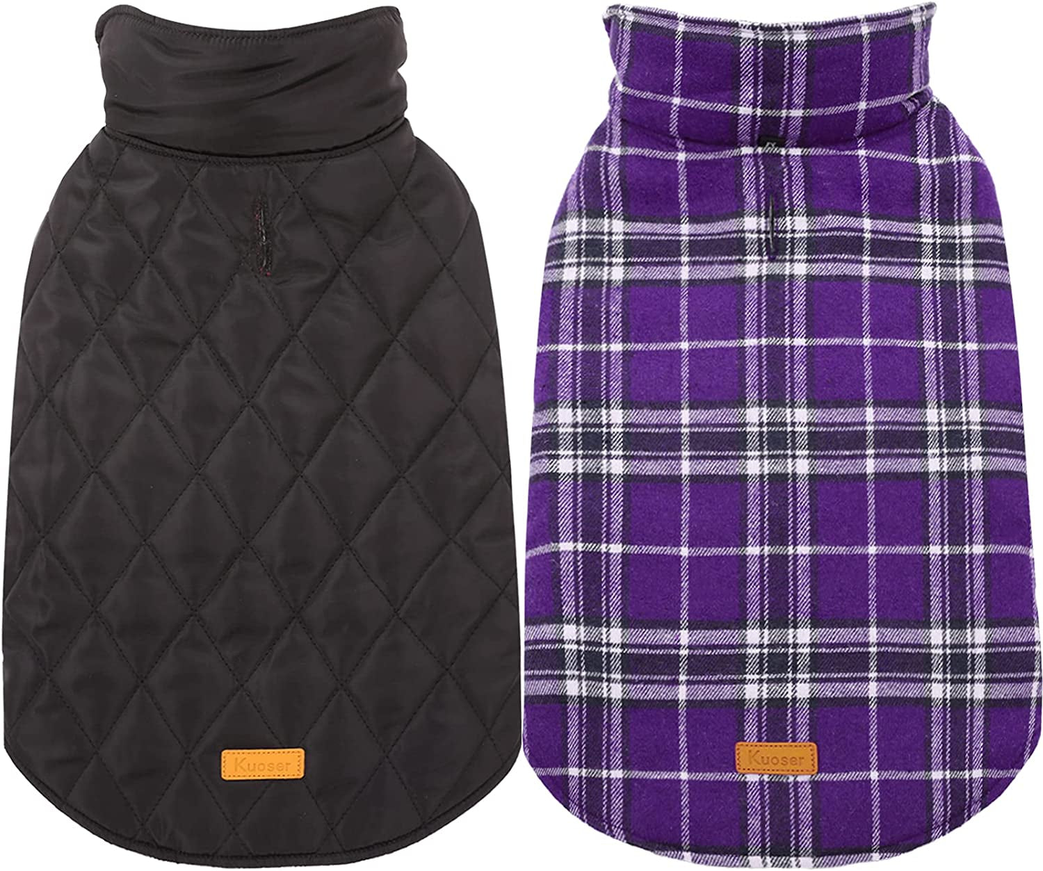 Kuoser Warm Dog Coat, Reversible Dog Jacket Waterproof Dog Winter Coat British Style Plaid Dog Clothes Pet Dog Cold Weather Coats Cozy Snow Jacket Vest for Small Medium Large Dogs Red M Animals & Pet Supplies > Pet Supplies > Dog Supplies > Dog Apparel Kuoser Purple Small (Pack of 1) 