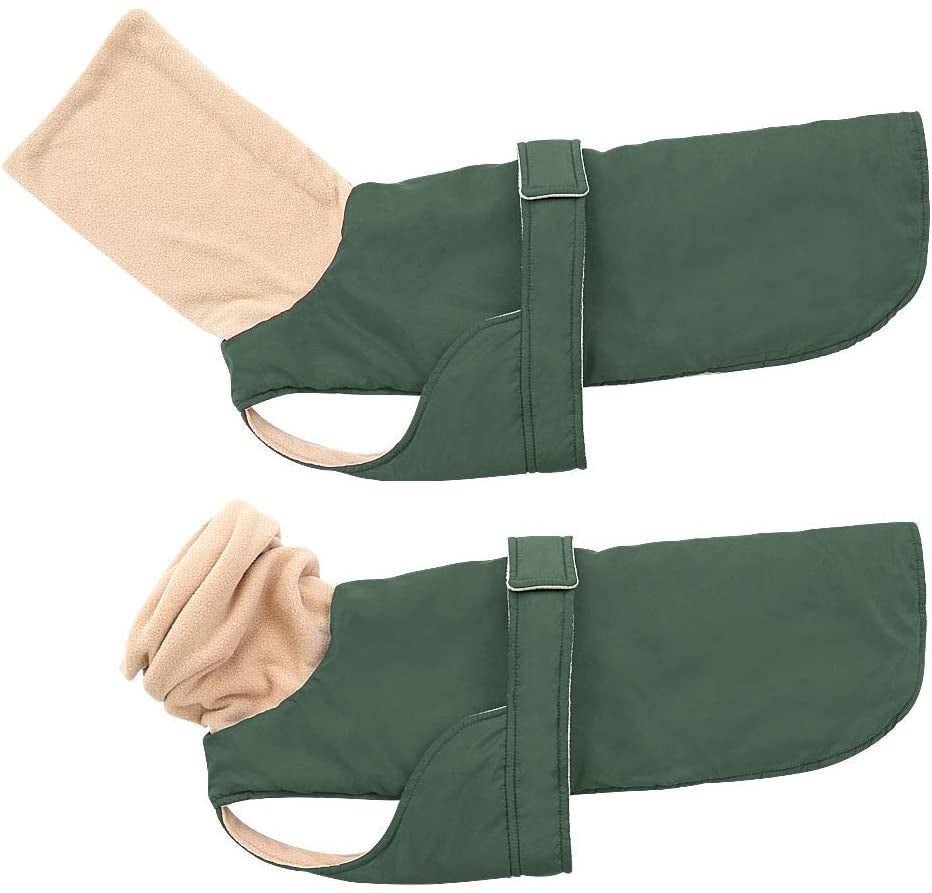 Didog Waterproof Dog Winter Jacket with Turtleneck Scarf, Pets Cold Weather Coats with Soft Warm Fleece Lining,Windproof Snowsuit Outdoor Apparel for Medium Large Dogs,Green Animals & Pet Supplies > Pet Supplies > Dog Supplies > Dog Apparel Didog   