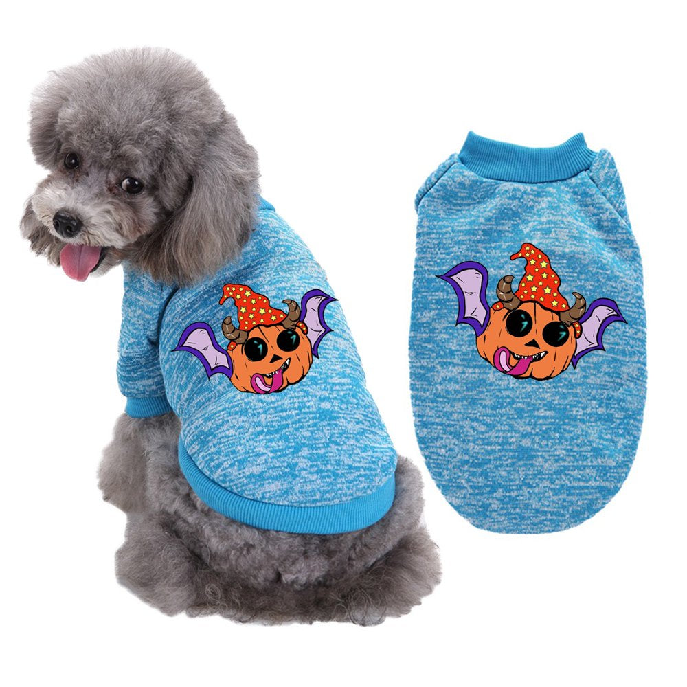 EQWLJWE Dog Halloween Costumes Pumpkin, Ghost Pet Sweaters Funny Puppy Cat Knitwear Clothes Holiday Party Outfit Apparel for Small Midum Dogs Halloween Clearance under $5.00 Animals & Pet Supplies > Pet Supplies > Cat Supplies > Cat Apparel EQWLJWE S Light blue 