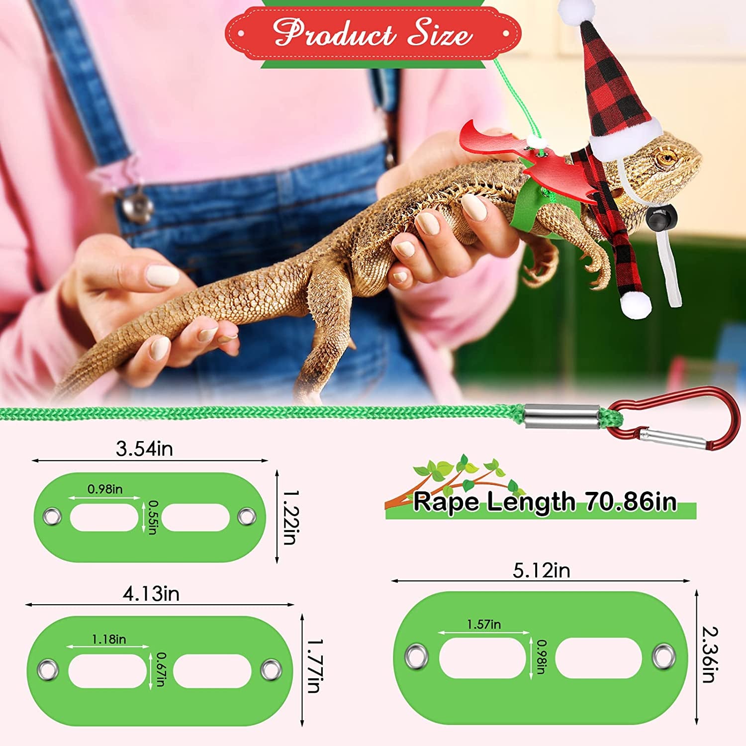 11 Pieces Christmas Bearded Dragon Santa Hat Scarf Set Including Lizard Christmas Costume Scarf Hat Buffalo Plaid and Leash Harness Set for Reptile Small Pet Animals Xmas Clothing Cosplay Animals & Pet Supplies > Pet Supplies > Dog Supplies > Dog Apparel Frienda   