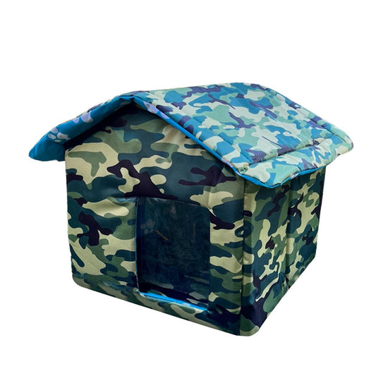 MEGAWHEELS Cat House with Water-Resistant Roof Weatherproof Small Cat Houses Feral Cat Cave Pet House Cat Dog Tent Cabin for Small Pet Indoor Outdoor Animals & Pet Supplies > Pet Supplies > Dog Supplies > Dog Houses Mega Wheels M Camouflage Green 