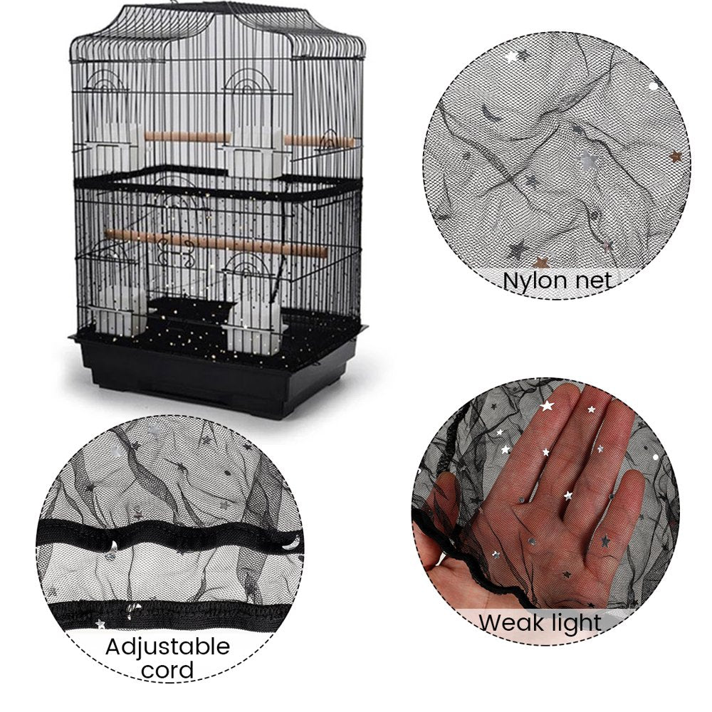 Niyofa Birdcage Cover Adjustable Bird Cage Seed Catcher Nylon Parrot Cage Skirt Washable and Reusable Mesh Pet Bird Cage Skirt Guard Cage Accessories for Square round Cage Animals & Pet Supplies > Pet Supplies > Bird Supplies > Bird Cage Accessories Niyofa   