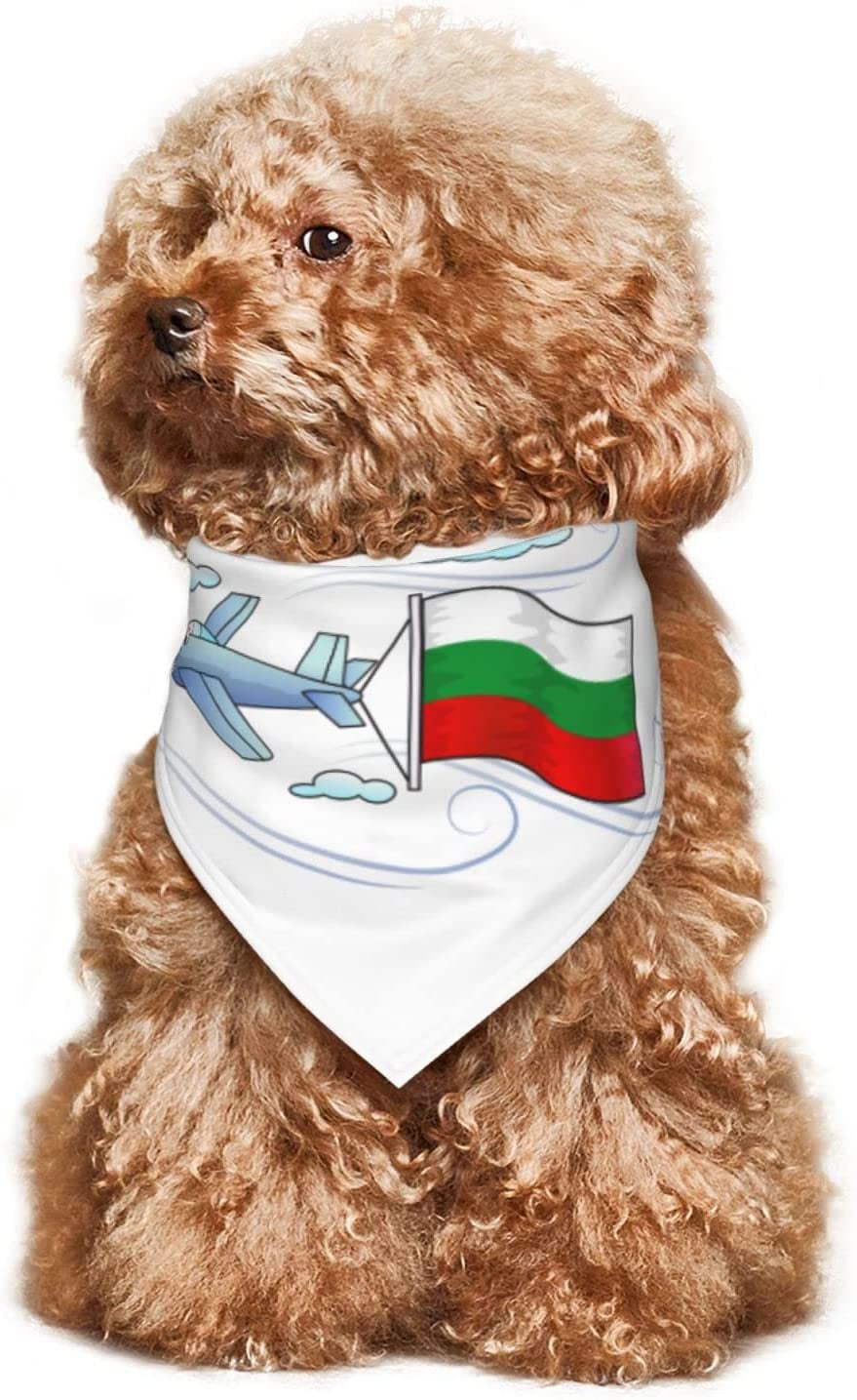 Airplane with Flag Bulgaria Pet Dog and Cat Decorative Triangle Scarf,Dog Bandana,Breathable and Stain Resistant. Animals & Pet Supplies > Pet Supplies > Dog Supplies > Dog Apparel ZALTAS   