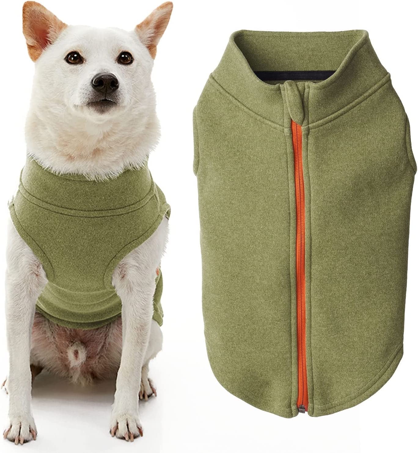 Gooby Zip up Microfiber Fleece Dog Sweater - Purple, Medium - Warm Double Layered Soft Microfiber Fleece Step-In Dog Jacket without Ring Leash - Winter Dog Sweaters for Small Dogs and Medium Dogs Animals & Pet Supplies > Pet Supplies > Dog Supplies > Dog Apparel Inafiction USA Green-Micro Small chest (~13.5") 