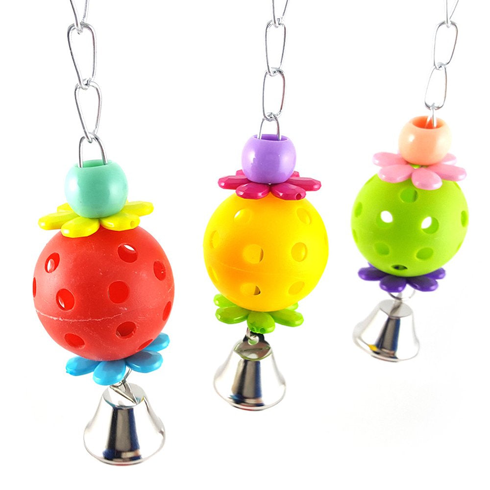 Besufy Parrot Bite Toy,Colorful Pet Bird Bites Toy Parrot Chew Ball Cage Hanging Cockatiel Birds Bell Animals & Pet Supplies > Pet Supplies > Bird Supplies > Bird Toys Besufy   