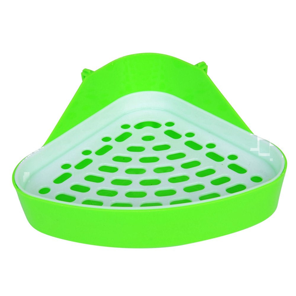 Fleinnghoz Multi-Colors Geometric Shaped Pet Potty Toilet Corner Bedding Box Small Animal Universal Plastic Toilet Animals & Pet Supplies > Pet Supplies > Small Animal Supplies > Small Animal Bedding FleinngHoz Green  