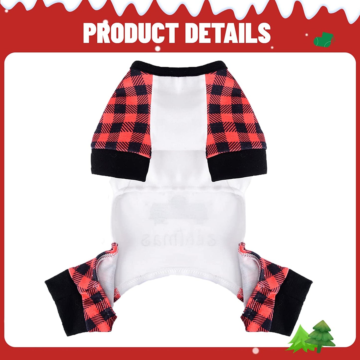 Yikeyo Christmas Dog Pajamas Dog Onesie Dog Pjs Super Soft Dog Christmas Jammies Pet Clothes with Buffalo Plaid Sleeve, Truck Tree Pattern Animals & Pet Supplies > Pet Supplies > Dog Supplies > Dog Apparel Yikeyo   