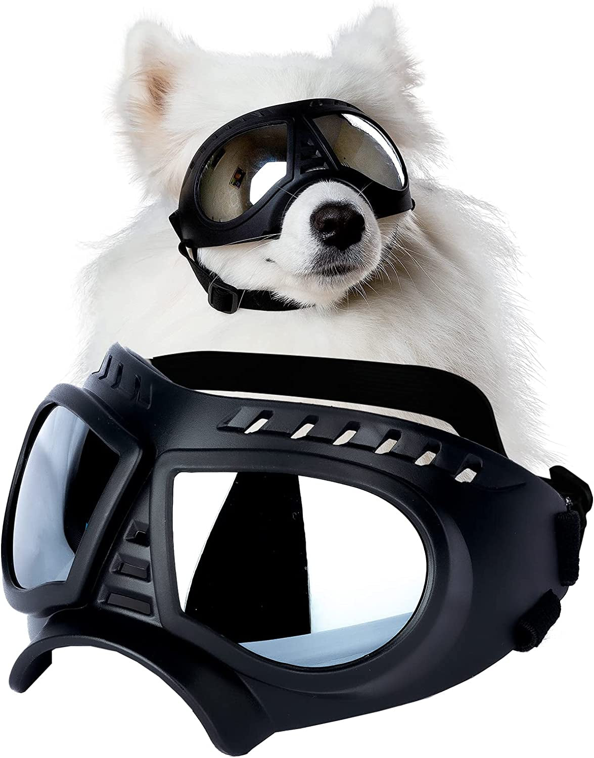 SLDPET Dog Glasses for Large Breed Dog Goggles Dog UV Sunglasses Windproof Snowproof for Long Snout Dogs Mask with Soft Frame Adjustable Straps Black for Large/Medium Dogs (Black) Animals & Pet Supplies > Pet Supplies > Dog Supplies > Dog Apparel SLDPET Large black  