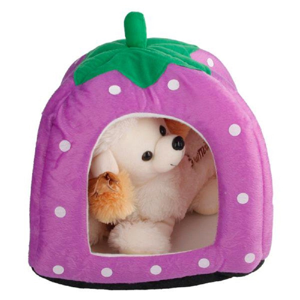 Four Seasons Foldable Soft Strawberry Dog House Semi-Enclosed Cat House Pet Supplies, Breathable and Moisture-Proof Animals & Pet Supplies > Pet Supplies > Dog Supplies > Dog Houses NA 36*36*38cm Purple 