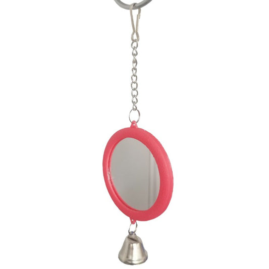 Cute Bird Cage Accessories with Bell Birds Anti-Broken Mirror Plaything Durable Animals & Pet Supplies > Pet Supplies > Bird Supplies > Bird Cage Accessories Teucfsky Red  