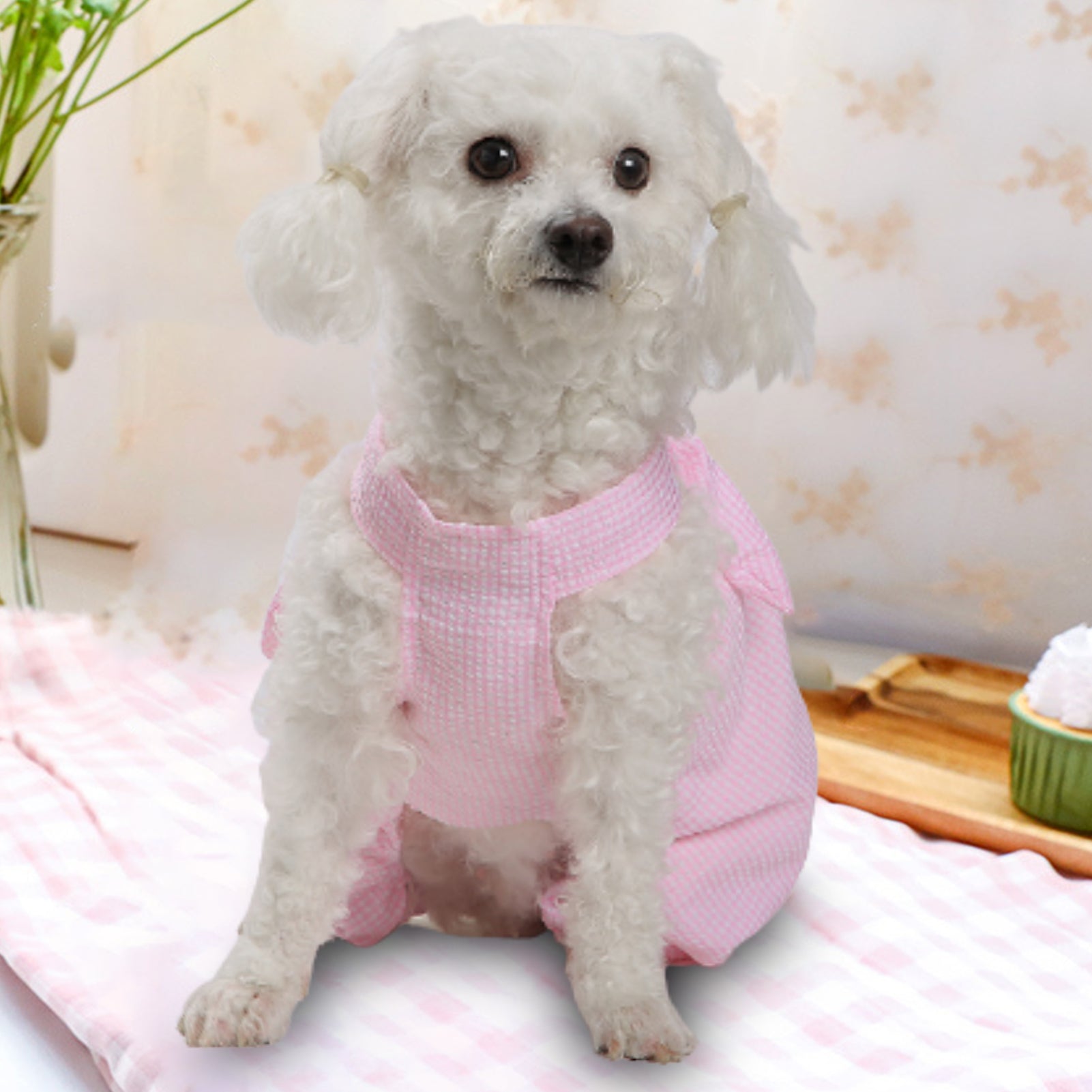 SPRING PARK Soft Breathable Cute Pet Clothes, Sleeveless Dress for Girls, Dog T-Shirts Apparel, Plaid Printing Dog Shirt for Puppies, Small Extra Small and Medium Dogs Animals & Pet Supplies > Pet Supplies > Dog Supplies > Dog Apparel SPRING PARK   