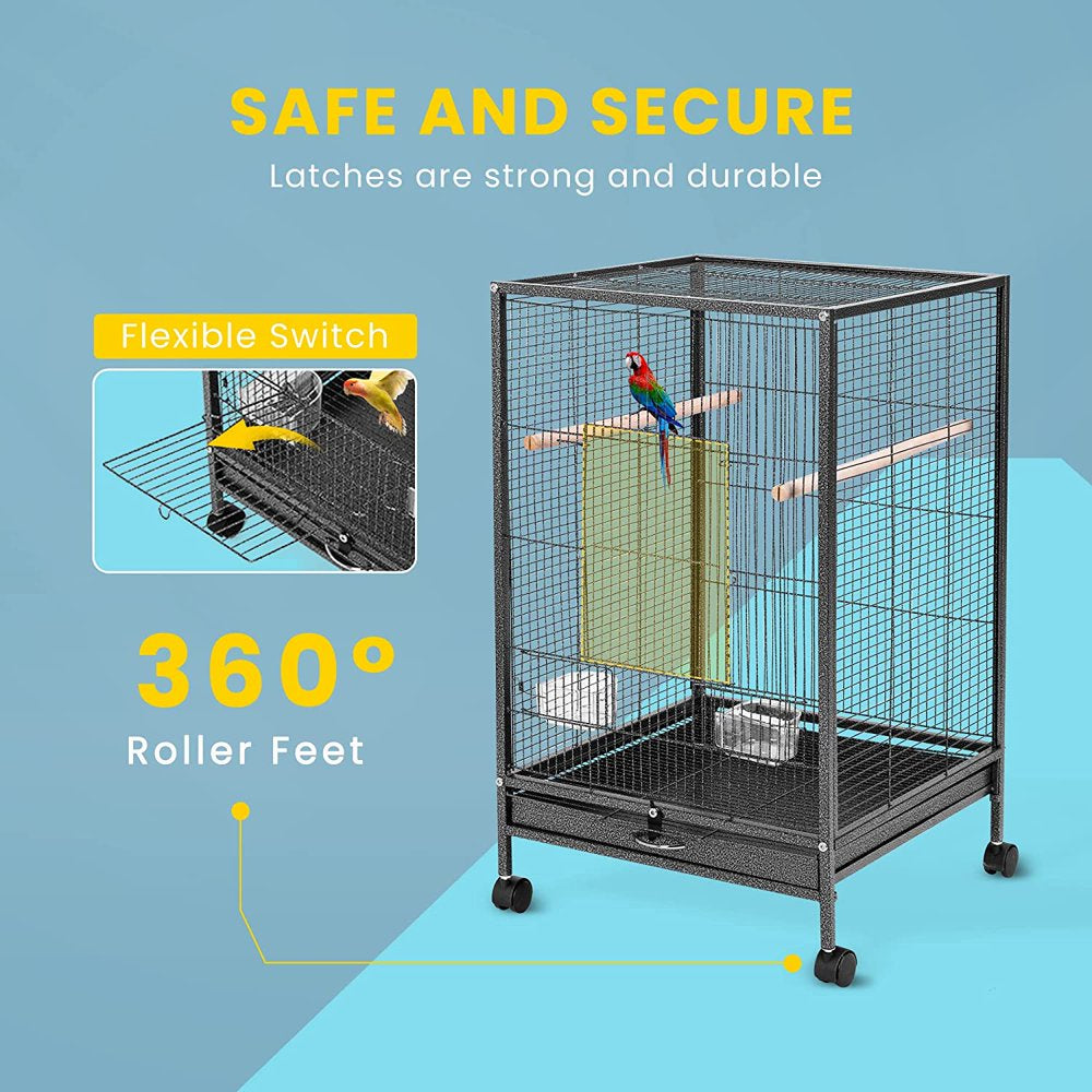 Khorne30 Inch Height Wrought Iron Bird Cage with Rolling Stand for Parrots Conure Lovebird Cockatiel Animals & Pet Supplies > Pet Supplies > Bird Supplies > Bird Cages & Stands Khorne-1   