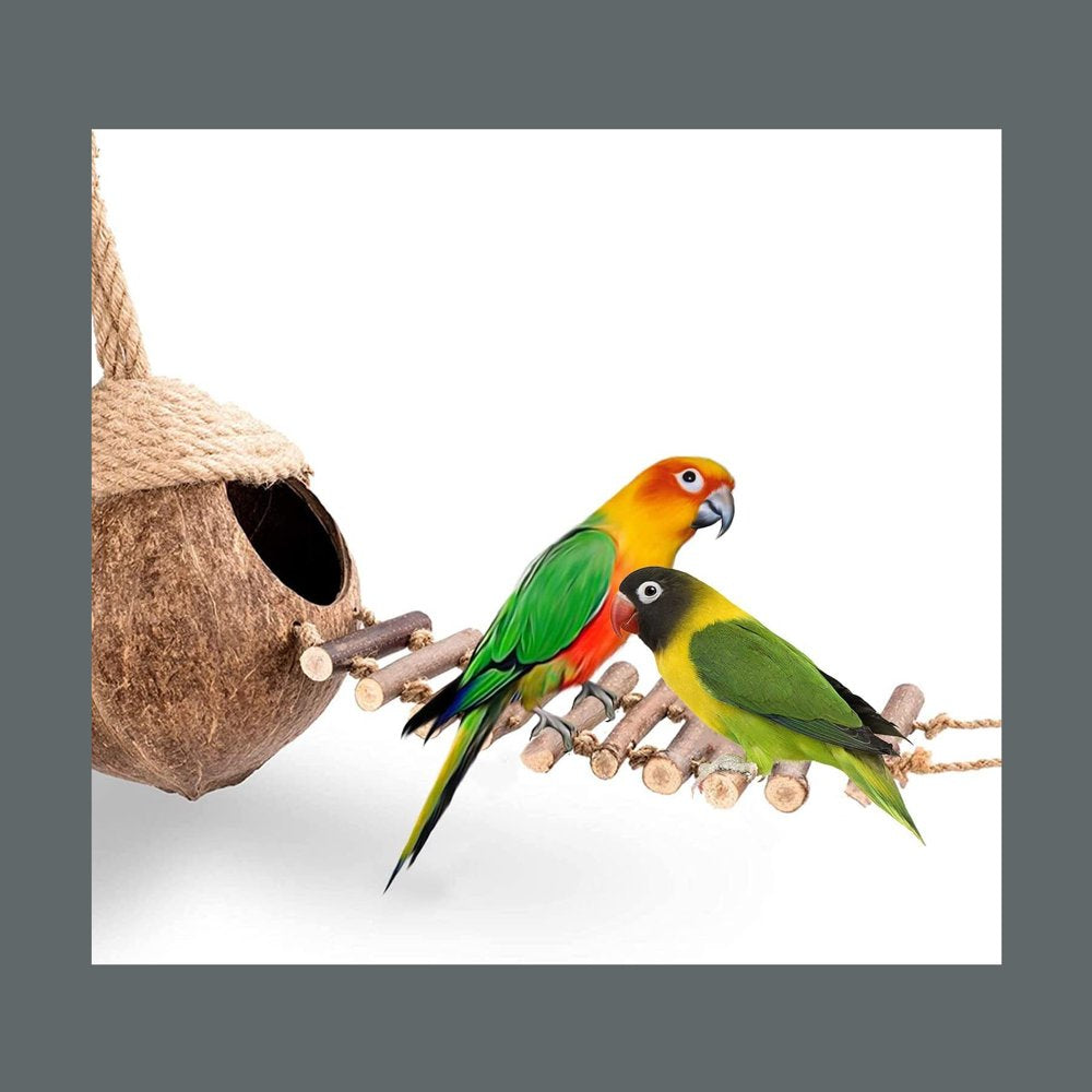 Bird Nest Hut with Ladder- Small Animals House Pet Cage Habitats Decor
