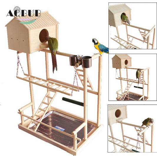 Bird Nest Bird Perch Play Frame Gym Parrot Playground Play Pen Play Frame Qiuqian Bridge Tray Wood Climbing Ladder Zimu Conure Parrot Parrot Animals & Pet Supplies > Pet Supplies > Bird Supplies > Bird Gyms & Playstands KOL PET   