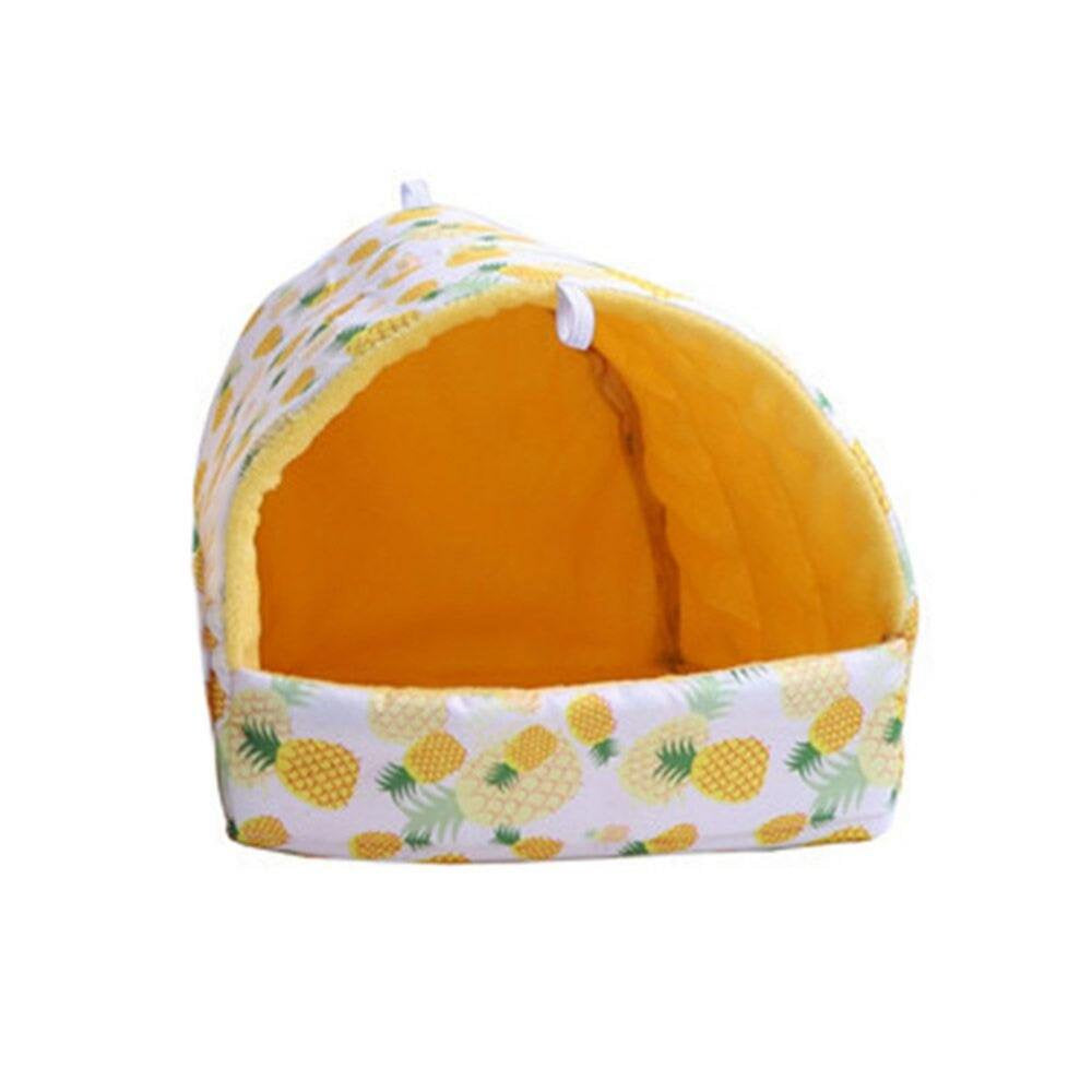 Elaydool Hamster House Guinea Pig Nest Small Animal Sleeping Bed Winter Warm Soft Cotton Mat for Rodent Rat Small Pet Accessories Animals & Pet Supplies > Pet Supplies > Small Animal Supplies > Small Animal Bedding Elaydool 15x15cm Yellow 