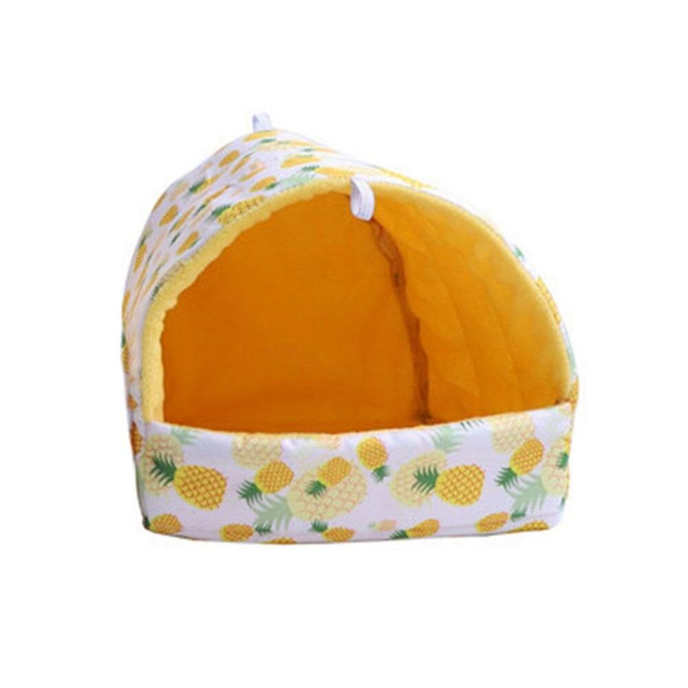 Hamster House Guinea Pig Nest Small Animal Sleeping Bed Winter Warm Soft Cotton Mat for Rodent Rat Small Pet Accessories Animals & Pet Supplies > Pet Supplies > Small Animal Supplies > Small Animal Bedding Merotable 18x18cm Yellow 