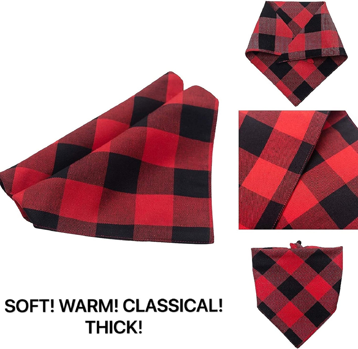 YBXZ Buffalo Plaid Dog Bandanas 1Pack,Red Flannel Bandanas Scarfs Triangle Bibs for Small Medium Large Size Dogs and Cats Double Layer Thickening Washable. Animals & Pet Supplies > Pet Supplies > Dog Supplies > Dog Apparel CRMADA   