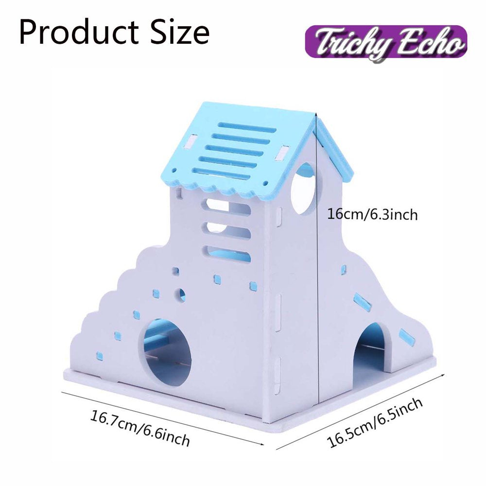 Hamster House Toys Small Animal Hideout Slide DIY Gerbil Hut Villa Viewing Deck Ladder Cage Habitat Decor Accessories for Dwarf Syrian Hamster